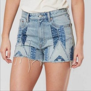 Lucky brand patchwork high rise jean pin shorts